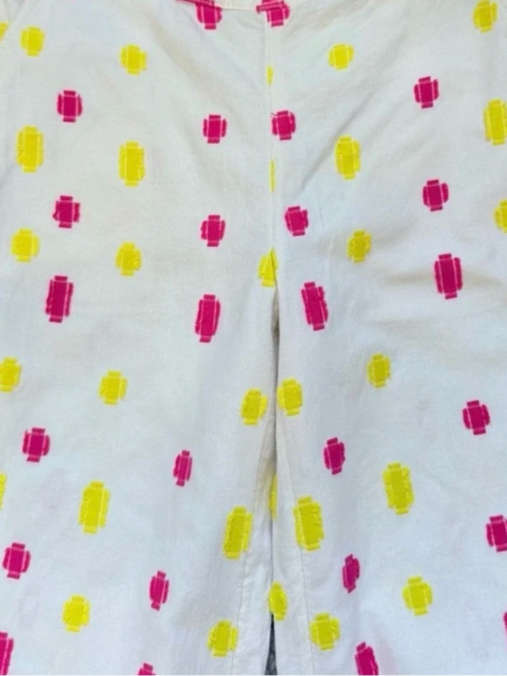 Anthropologie White Wide-Leg Pants with Pink & Yellow Spot Print - Picture 5 of 5